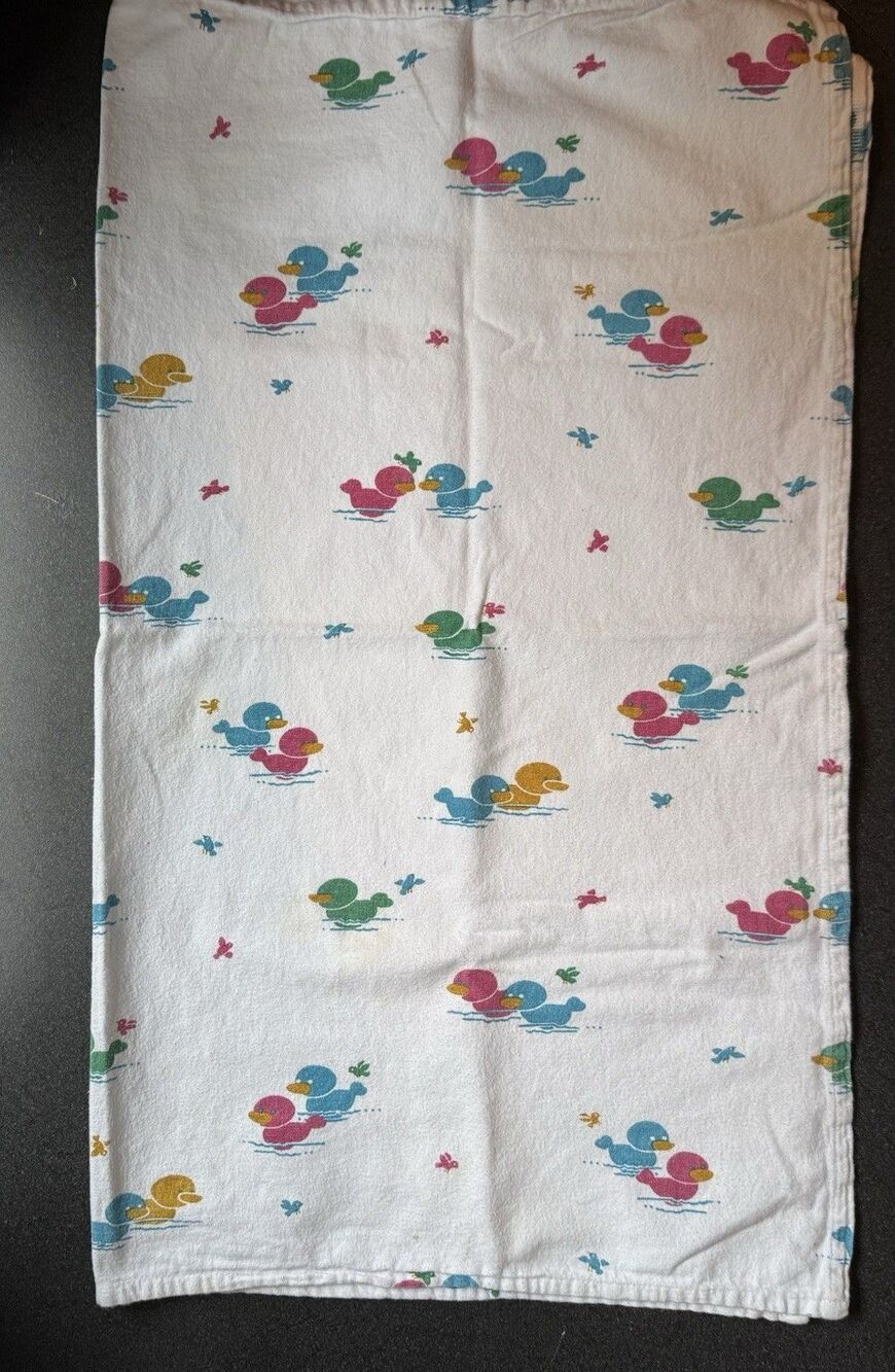 Vintage Hospital Baby Receiving Swaddling Blanket Ducks Cotton retro infant